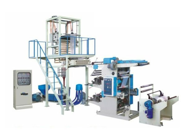 Máy thổi màng với máy in Flexo 2 màu trong dòng